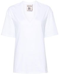 Semicouture - T-shirt en coton à col v - Lyst