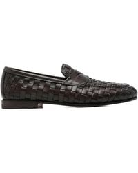 Santoni - Carlos Woven Leather Loafers - Lyst
