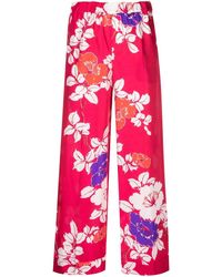 P.A.R.O.S.H. - Floral-print Cropped Silk Trousers - Lyst