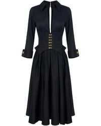 Elisabetta Franchi - Abito Midi A Maniche Lunghe - Lyst