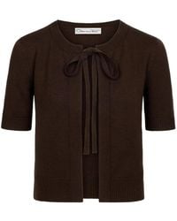 Oscar de la Renta - Self-Tie Wool Twin Set Cardigan - Lyst