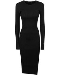 Patrizia Pepe - Ribbed-Knit V-Neck Dress - Lyst