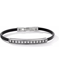 David Yurman - Pyramid 6.5mm Sterling Silver And Leather Bracelet - Lyst