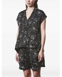 Thom Krom - Blouse Met V-Hals En Marmerprint - Lyst