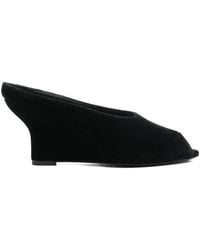 TOTEME - Peep-Toe Velvet Wedge Mules - Lyst