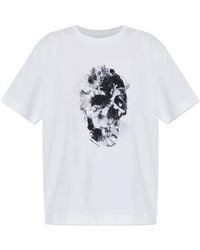 McQueen - T-Shirt Con Stampa Teschio Floreale - Lyst