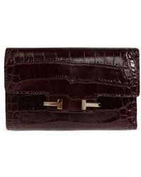 Tom Ford - Crocodile-Effect T-Clasp Leather Wallet - Lyst