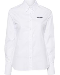 we11done - Logo-embroidered Cotton Shirt - Lyst