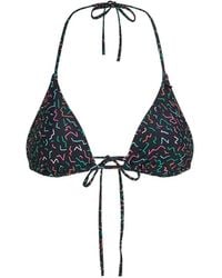 KARL LAGERFELD - Geometric-Print Triangle Bikini Top - Lyst