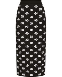 Dolce & Gabbana - Falda de tubo de viscosa con logotipo DG jacquard - Lyst