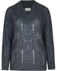 iBlues - V-Neck Pointelle-Knit Sweater - Lyst