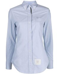 Thom Browne - Logo-patch Long-sleeve Shirt - Lyst
