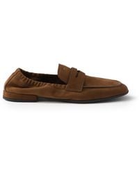Prada - Shuffle Nubuck Leather Loafers - Lyst