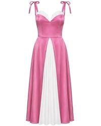 POST MERIDIEM - Pleated-Insert Tie-Strap Midi Dress - Lyst