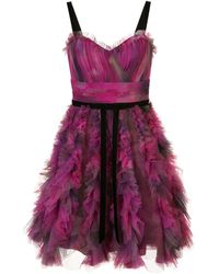 Marchesa notte Cocktailjurk Met Print - Paars