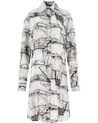 Ferragamo - Graphic-print Silk Shirtdress - Lyst