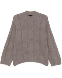 Emporio Armani - Check-Pattern Cable-Knit Sweater - Lyst