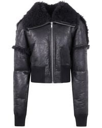 Rick Owens - Shearling-Collar Zip-Front Jacket - Lyst