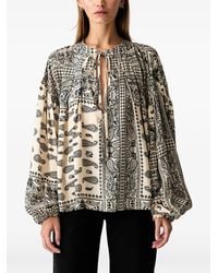 ViCOLO - Paisley-Print Tie-Neck Blouse - Lyst