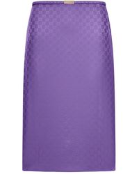 Gucci - Gg Silk Skirt - Lyst
