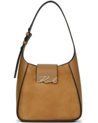 KARL LAGERFELD - K/Signature Suede Shoulder Bag - Lyst