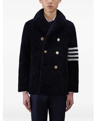 Thom Browne - Shearling 4-Bar Unconstructed Peacoat - Lyst