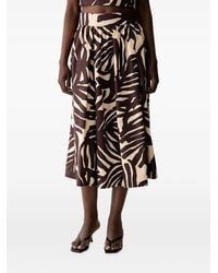Benetton - Leaf-Print Pleated A-Line Midi Skirt - Lyst