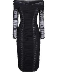 Nissa - Ruched Long-Sleeve Midi Dress - Lyst