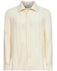Laneus - Distressed Collared Cardigan - Lyst