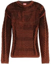 DIESEL - K-Mione Treated Cable-Knit Panelled Sweater - Lyst