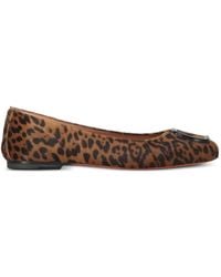 Santoni - Animal-Print Buckle-Detail Ballet Flats - Lyst