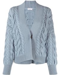 Brunello Cucinelli - Cable-knit Long-sleeved Cardigan - Lyst