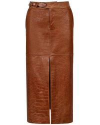 Johanna Ortiz - Epic Statement Croc-Effect Leather Skirt - Lyst