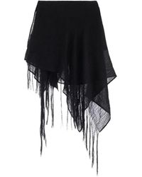 Yohji Yamamoto - Minijupe À Franges Et Effet De Superposition - Lyst