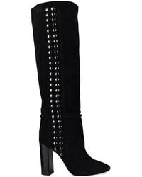Saint Laurent - Studded Braided Suede Boots - Lyst