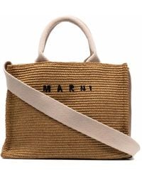 Marni - | Borsa Tote piccola in tessuto effetto rafia bicolore | female | BEIGE | UNI - Lyst