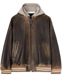 Palm Angels - Curved Logo Leather Bomber Jacket - Lyst