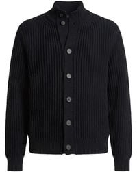 Peserico - Ribbed-Knit Button-Up Cardigan - Lyst