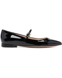 Gianvito Rossi - Pointed-toe Buckle-strap Ballerina Shoes - Lyst
