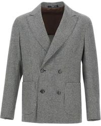 Barba Napoli - Prince Of Wales Double-Breasted Blazer - Lyst