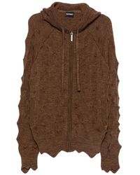 MADFRENZY - Spiked Zip-Up Cable-Knit Cardigan - Lyst