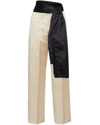 forte_forte - Satin-Effect Belted Straight Trousers - Lyst