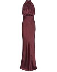 ROTATE BIRGER CHRISTENSEN - Zijden Maxi-Jurk Met Hoge Hals - Lyst
