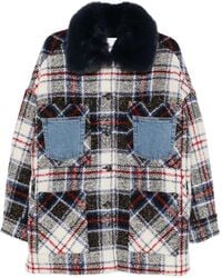 Ava Adore - Faux-Fur-Collar Check-Pattern Coat - Lyst