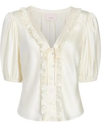 Cinq À Sept - Seraphina Ruffled V-Neck Top - Lyst