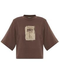 Palm Angels - Palm-Print Cropped T-Shirt - Lyst