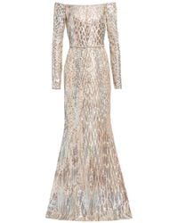 Elie Saab - Sequin-Embellished Off-Shoulder Maxi Dress - Lyst