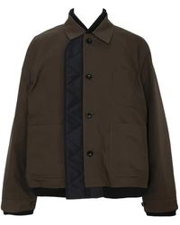 Sacai - Quilted-Panel Button-Up Jacket - Lyst