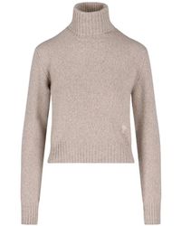 Ami Paris - Ami De Coeur Mélange-effect Jumper - Lyst