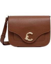 Coccinelle - Logo-Plaque Pebbled Shoulder Bag - Lyst